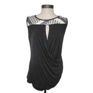 Realist Women's Black Sleeveless Wrap Top with Sequins Size S/M
